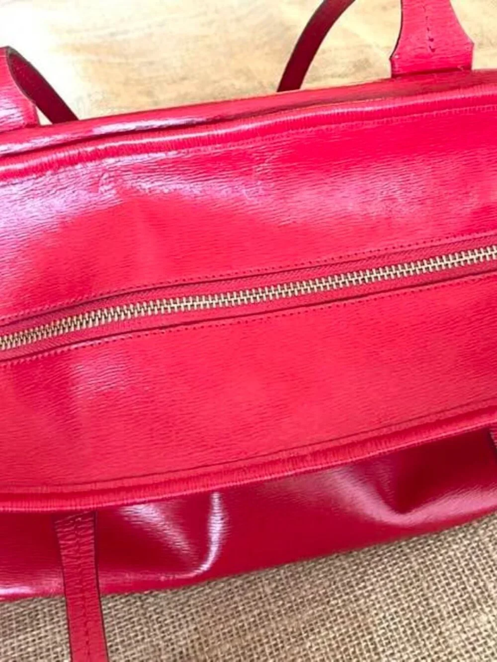Red Leather Tote by Lauren Ralph Lauren
